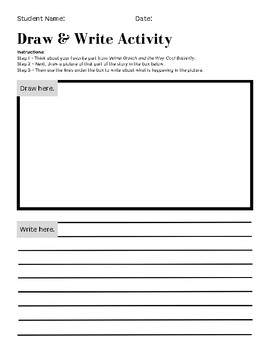 Preview of Velma Gratch and the Way Cool Butterfly Draw & Write Activity Worksheet (B&W)