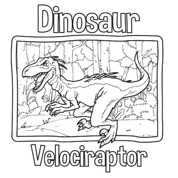 Velociraptor Dinosaur Coloring Book / Page by SCWorkspace | TpT