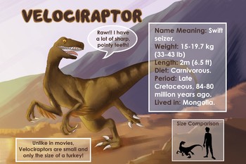Preview of Velociraptor - Dinosaur Poster & Handout