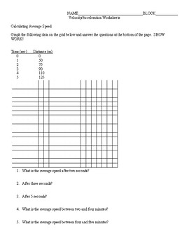 Preview of Velocity and Acceleration Practice Worksheets (editable and fillable resource)