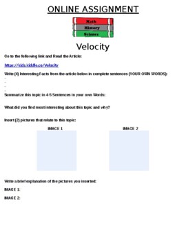 Preview of Velocity Online Assignment