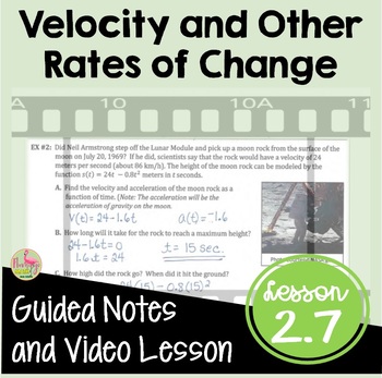 Preview of Velocity and Other Rates of Change Guided Notes with Video #Distance Learning