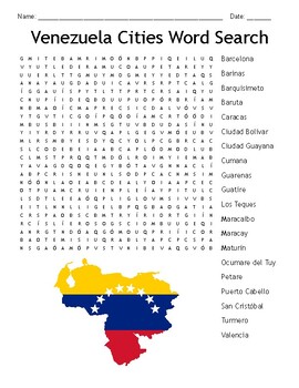 Preview of Venezuela Cities Word Search