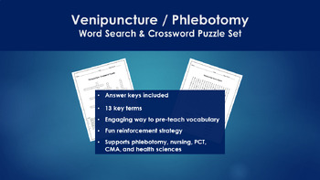 Preview of Venipuncture / Phlebotomy Word Search & Crossword Puzzle Set