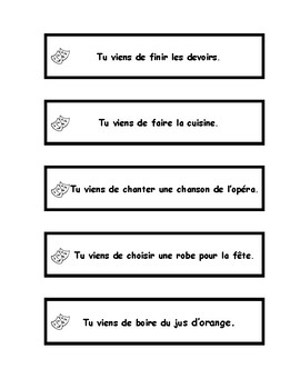 Venir De Infinitif Jeu De Mime French Charades Game By French Rocks