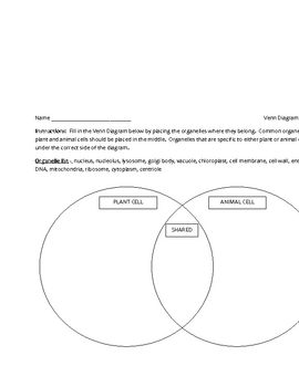 Venn Diagram - Plant and Animal Cells - Biology (7 -12) by Educator Super  Store