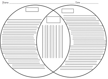 Preview of Venn Diagram Template with Writing Lines