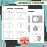 Venn Diagram Worksheets Shade the Regions Using Two Sets