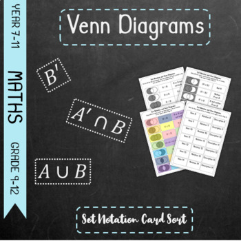 Preview of Venn Diagrams - Set Notation Card Sort