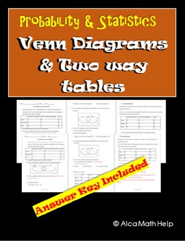 Preview of Venn Diagrams and Two-way table Worksheet CP Probs, Homework