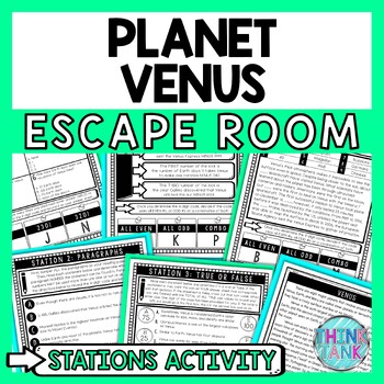 Preview of Venus Escape Room Stations - Reading Comprehension Activity - Solar System