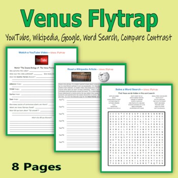 Preview of Venus Flytrap - YouTube, Wikipedia, Google, Word Search, Compare Contrast