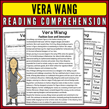 Preview of Vera Wang Nonfiction Reading Passage & Quiz for AAPI Heritage Month