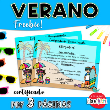 Preview of Verano - Certificado - Invitación - Freebie