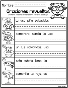 Verano Oraciones revueltas | Spanish Summer Sentence Scrambled by Miss ...