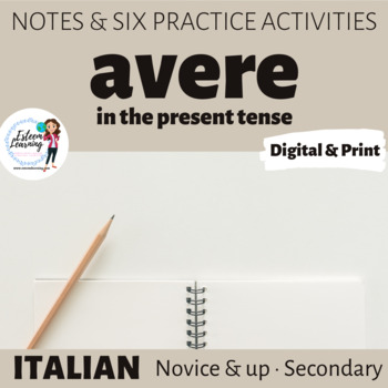 Preview of Verb AVERE Conjugation Notes and Practice