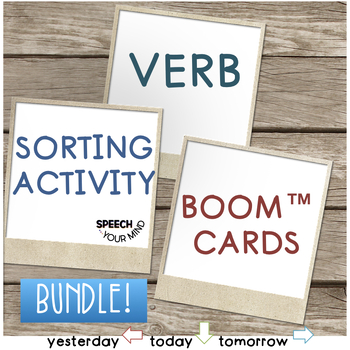 Preview of Verb Tenses Sorting Boom™ Cards BUNDLE