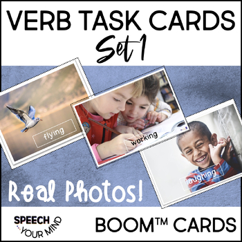 Preview of Verbs Boom Cards™ Task Cards Set 1 Real Photos ! | Verbs Real Photos | Actions