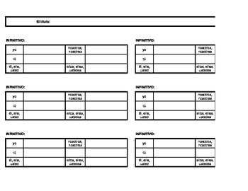 Preview of Verb Charts - Blank