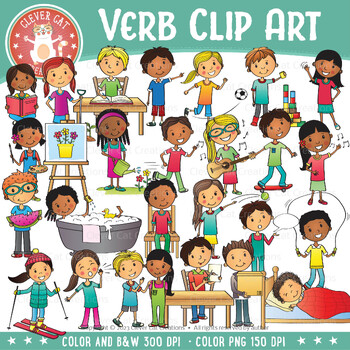 Verbs Clipart by Clever Cat Creations | TPT