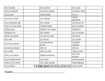 Verb Conjugation Drill 3 by Kylie Stanfield | TPT