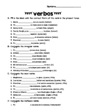Spanish Present Tense Regular Verb Conjugation Worksheet