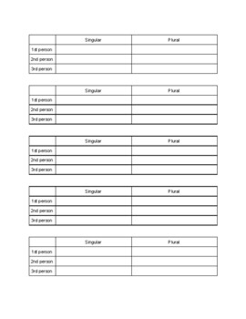 Preview of Verb Conjugation - blank practice charts