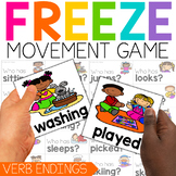 Action Verb Tenses Game & Inflectional Endings Worksheets 