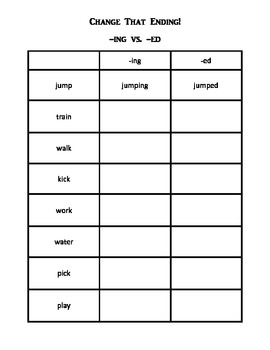 Verb Endings (-ing vs. -ed) by Sarah Becker | Teachers Pay Teachers