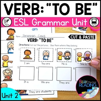 Preview of Verb Forms of To Be Grammar Unit for Newcomer ELs, ESL Posters and Worksheets
