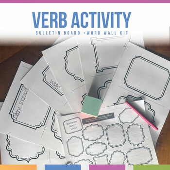 Preview of Verb Graphic Organizer & Verb Word Wall Pieces | Verb Activity