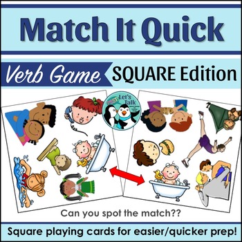 Preview of Verb Match It Quick Game | Square Edition
