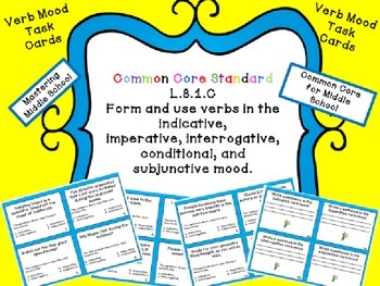 Preview of Verb Mood Task Cards - Common Core aligned