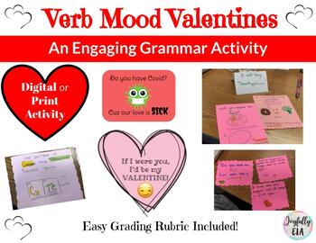 Preview of Verb Mood Valentine's Day Cards