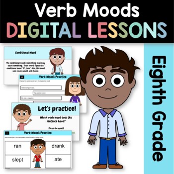 Preview of Verb Moods Eighth Grade Interactive Google Slides | Grammar Skills