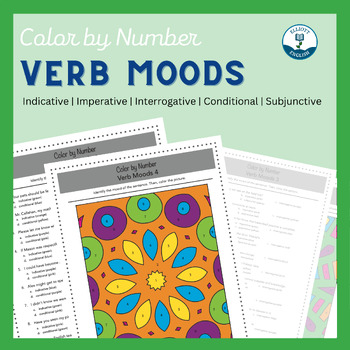 Preview of Verb Moods Grammar Color by Number Worksheets