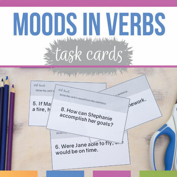 Preview of Verb Moods Task Cards Identification and Writing | Study Verb Moods