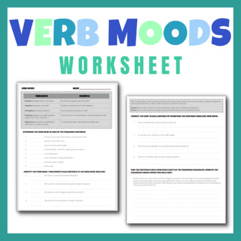 Preview of Verb Moods Worksheet