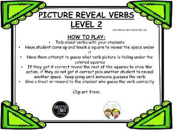 Preview of Verb Picture Reveal - Level 2 First Grade