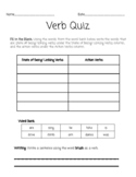 Verb Quiz with Answer Key