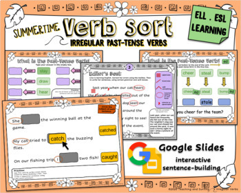 Preview of Verb Sort: Irregular Past-Tense: Summertime