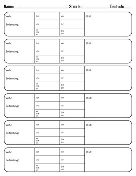 Preview of Verb Squares - German