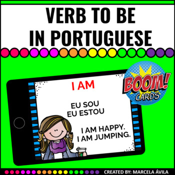 Preview of Verb TO BE Boom Cards™ Distance Learning Portuguese