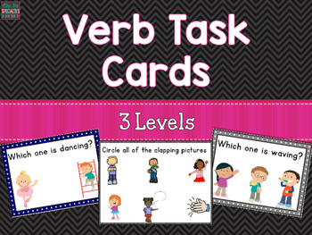 Preview of Verb Task Cards For Special Education and Speech Therapy