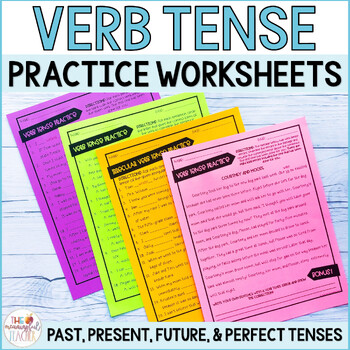Preview of Verb Tense Practice Worksheets for past, present, future and perfect verb tenses
