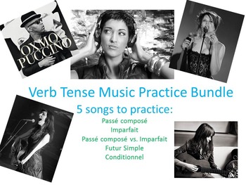 Preview of Verb Tense Conjugation Practice with Music Bundle