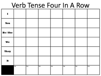 Preview of Verb Tense Four In A Row Board Game: A Game to Practice Multiple Verb Tenses