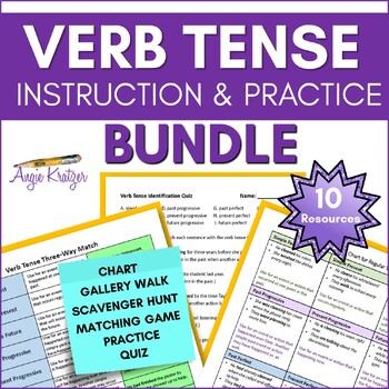 Preview of Verb Tense Instruction & Practice Unit - Anchor Chart - Activities - Worksheets