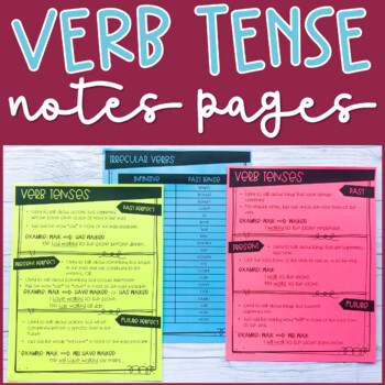 Preview of Verb Tense Notes Worksheets