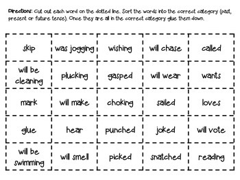 Firstgraderoundup : Verb Tense Sorts